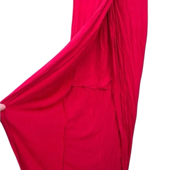 Pink Maxi Dress with Plunge Neckline - Picture 2 of 3